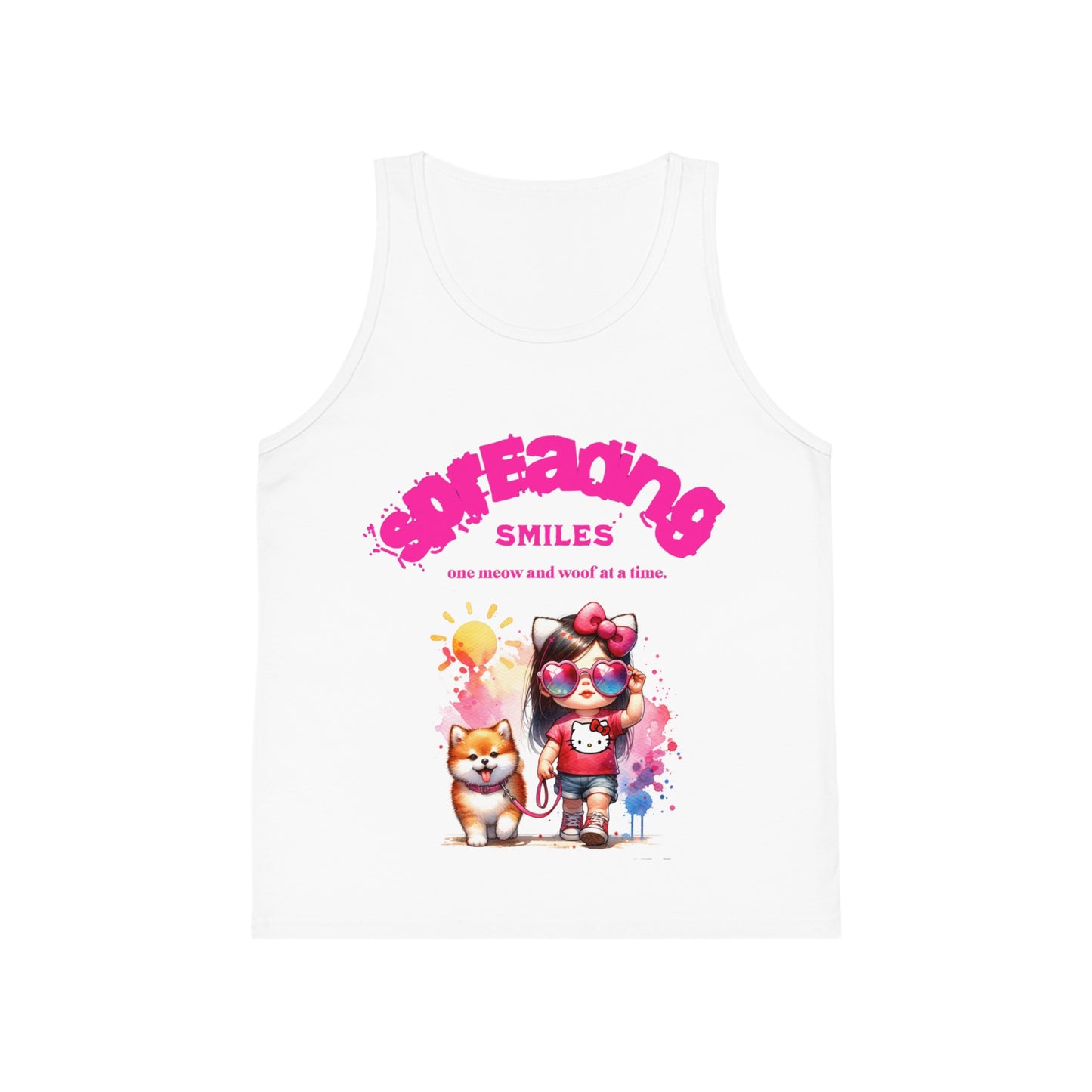 Spreading Smiles & Meows: Girl's Tank Top for Joyful Days!