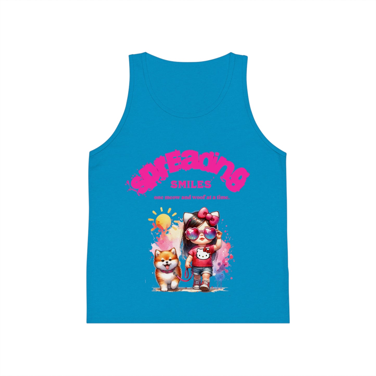 Spreading Smiles & Meows: Girl's Tank Top for Joyful Days!