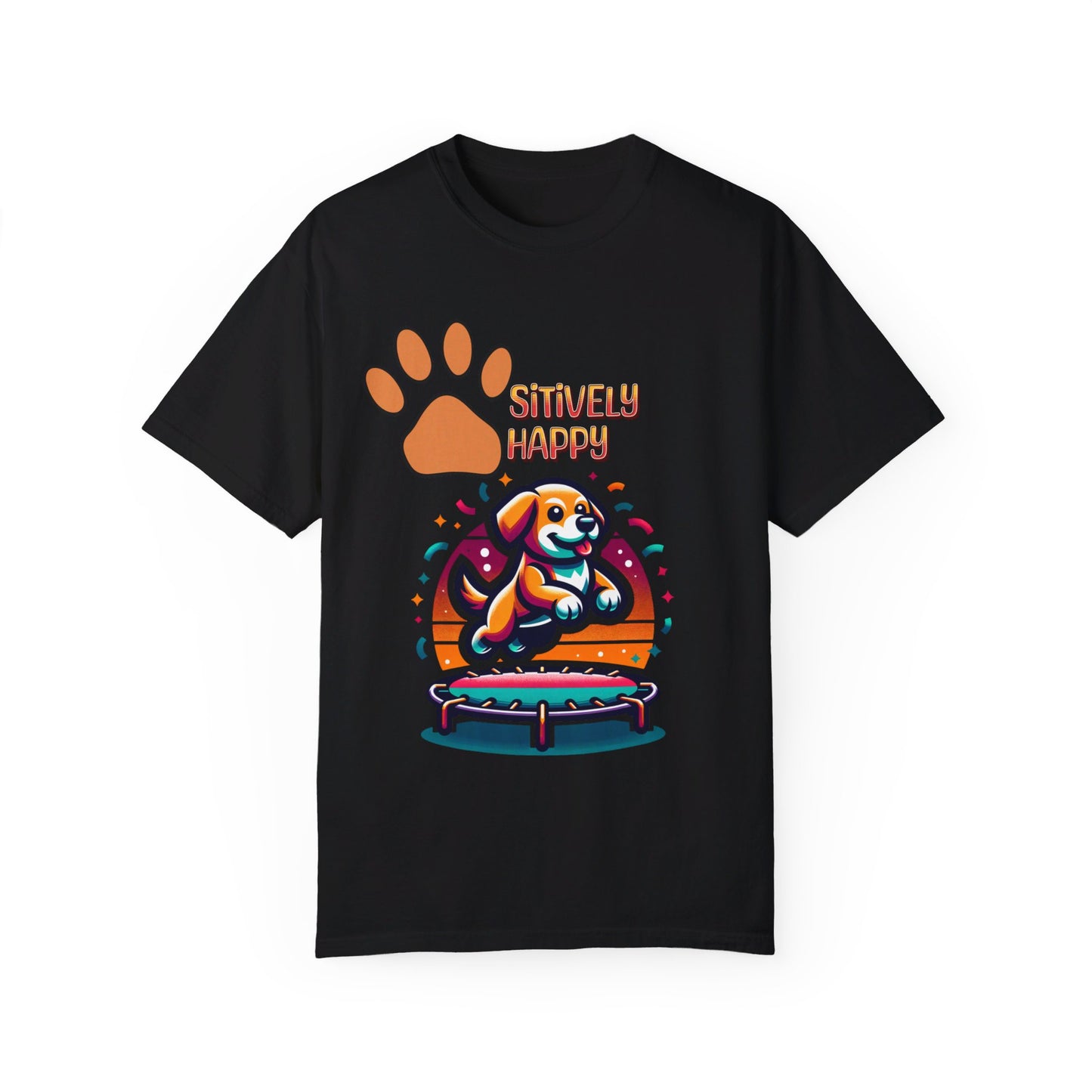 Puppy Party: Teen's Trampoline Tee with Confetti Celebration