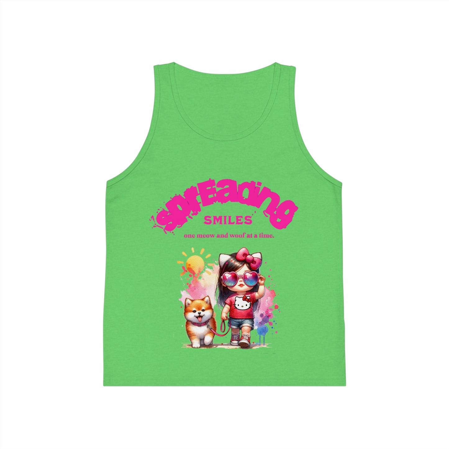 Spreading Smiles & Meows: Girl's Tank Top for Joyful Days!