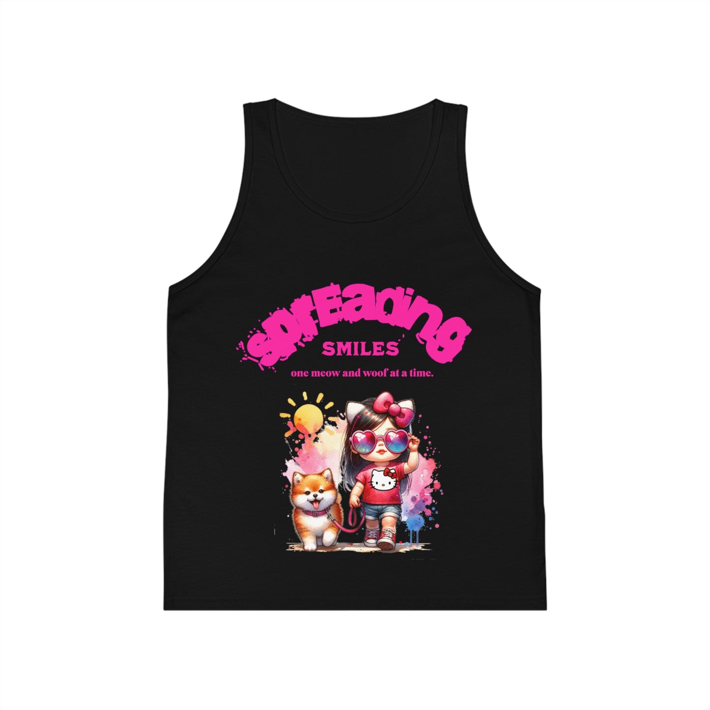 Spreading Smiles & Meows: Girl's Tank Top for Joyful Days!