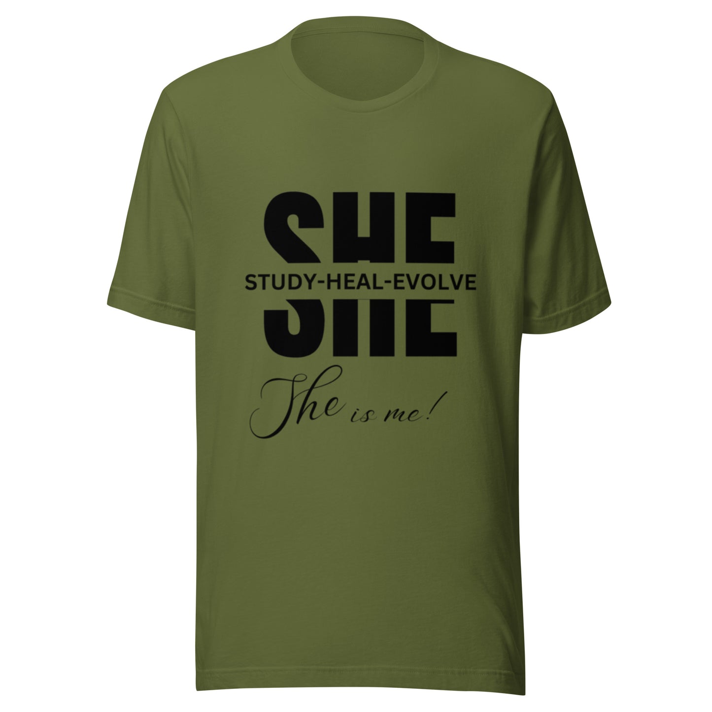 SHE Woman Tee: Study, Heal, Evolve