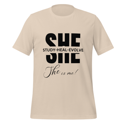 SHE Woman Tee: Study, Heal, Evolve